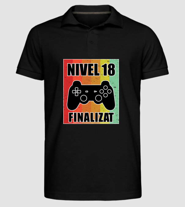 Nivel 18 finalizat model negru pe tricou