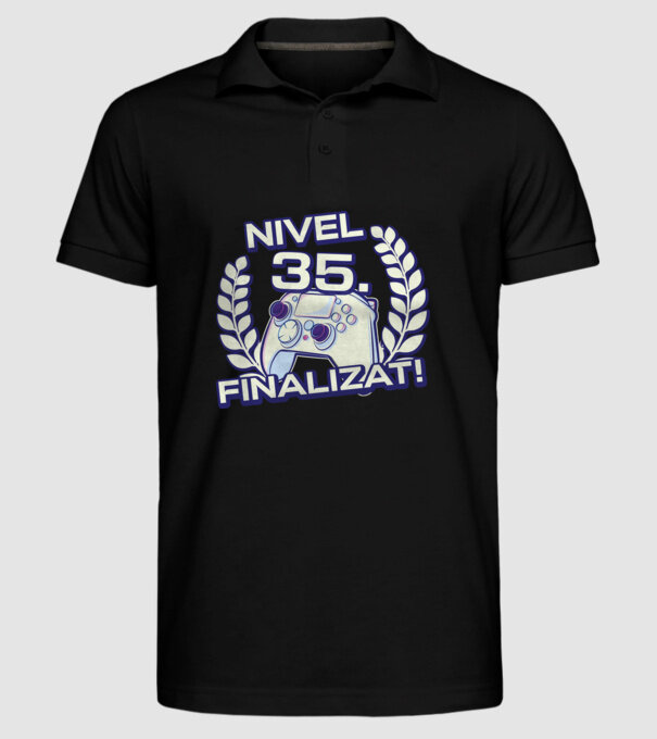 Nivel 35 finalizat! model negru pe tricou