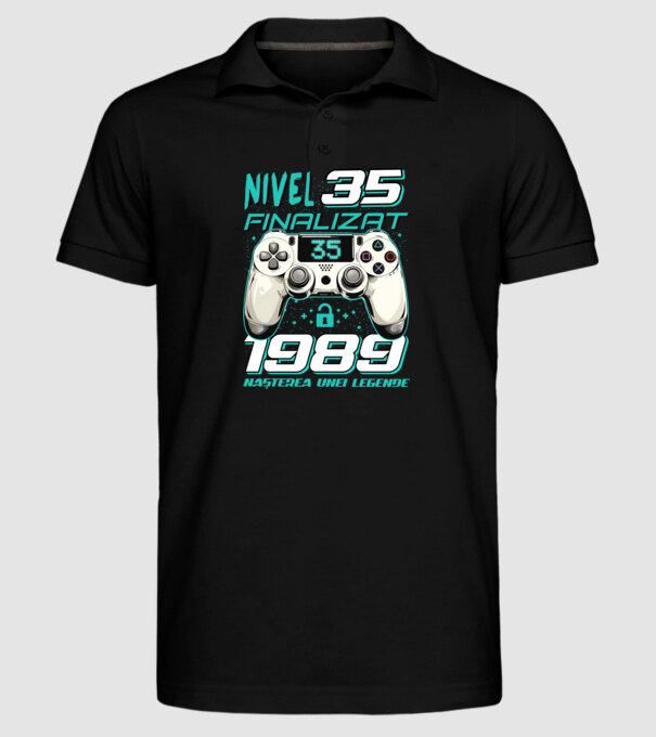 Nivel finalizat 35 1990 model negru pe tricou