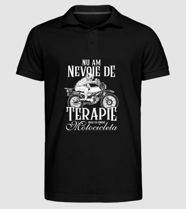 nu am nevoie de terapie, doar să conduc motocicleta model negru pe tricou