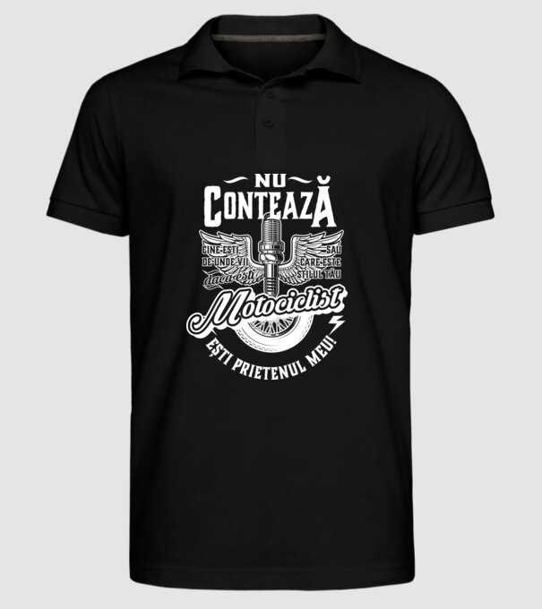 Nu contează cine ești, de unde vii sau care este stilul tău, dacă ești motociclist ești prietenul meu! model negru pe tricou