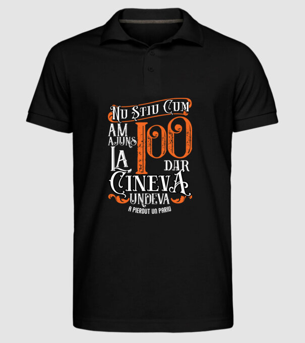 Nu știu cum am ajuns la 100, dar cineva, undeva, a pierdut un pariu model negru pe tricou