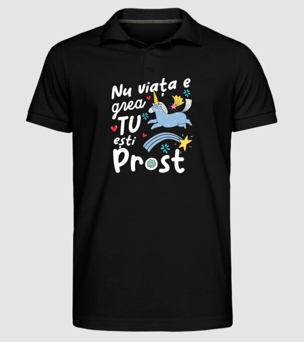Nu viața e grea, tu ești prost model negru pe tricou