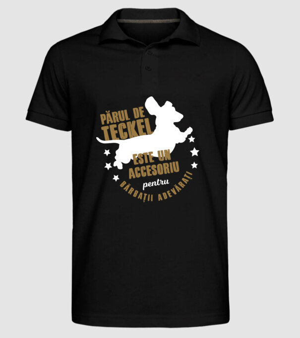 părul de teckel este un accesoriu pentru bărbații adevărați model negru pe tricou