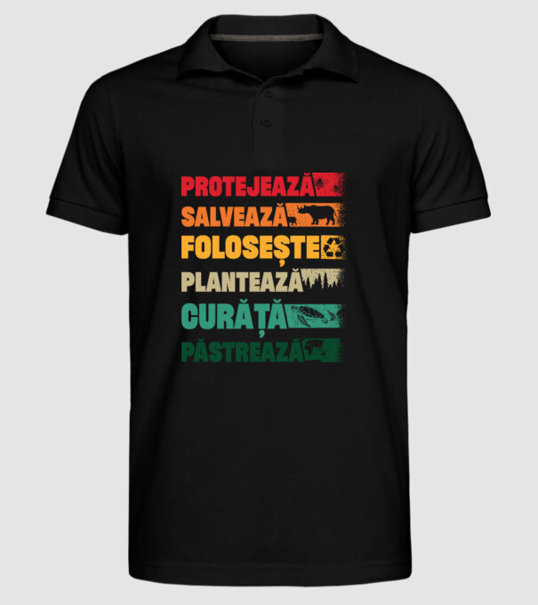 protejează salvează păstrează model negru pe tricou