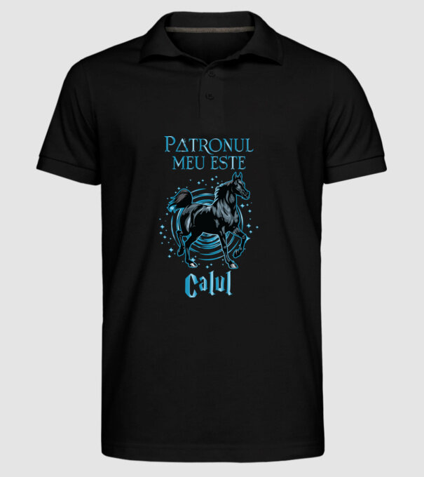 Patronul meu este CALUL model negru pe tricou