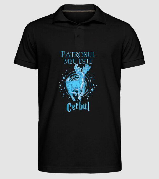 Patronul meu este CERBUL model negru pe tricou
