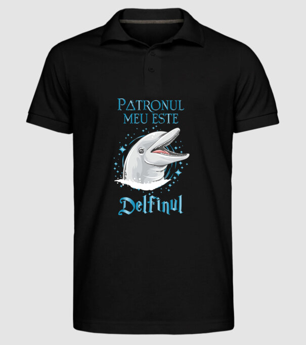Patronul meu este DELFINUL model negru pe tricou