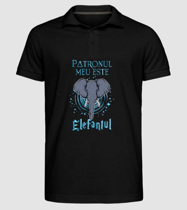 Patronul meu este ELEFANTUL model negru pe tricou