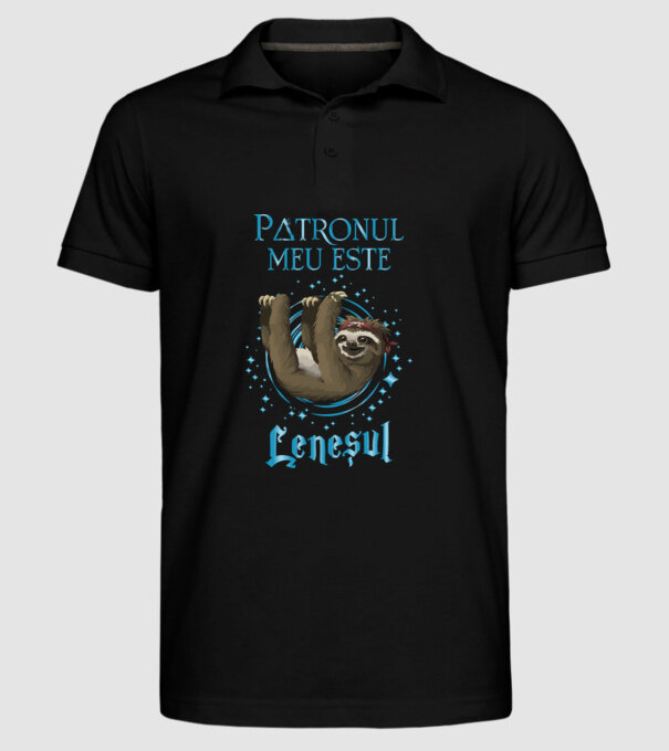 Patronul meu este LENEȘUL model negru pe tricou