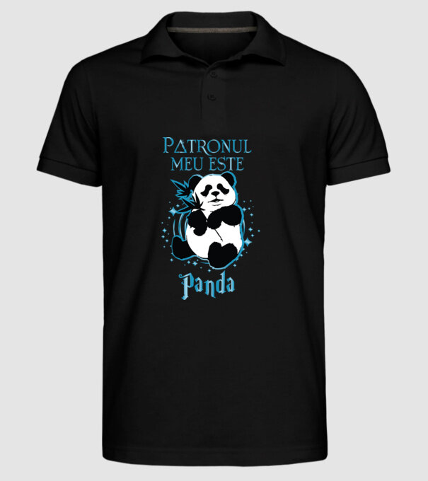 Patronul meu este PANDA model negru pe tricou