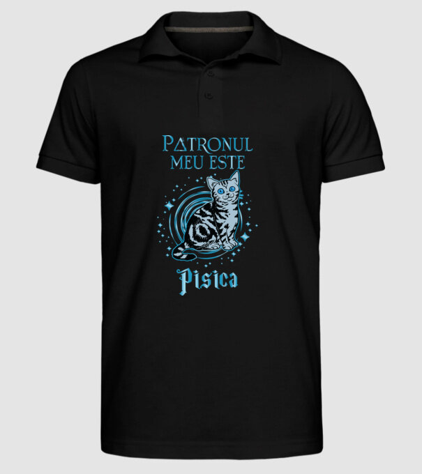 Patronul meu este PISICA model negru pe tricou
