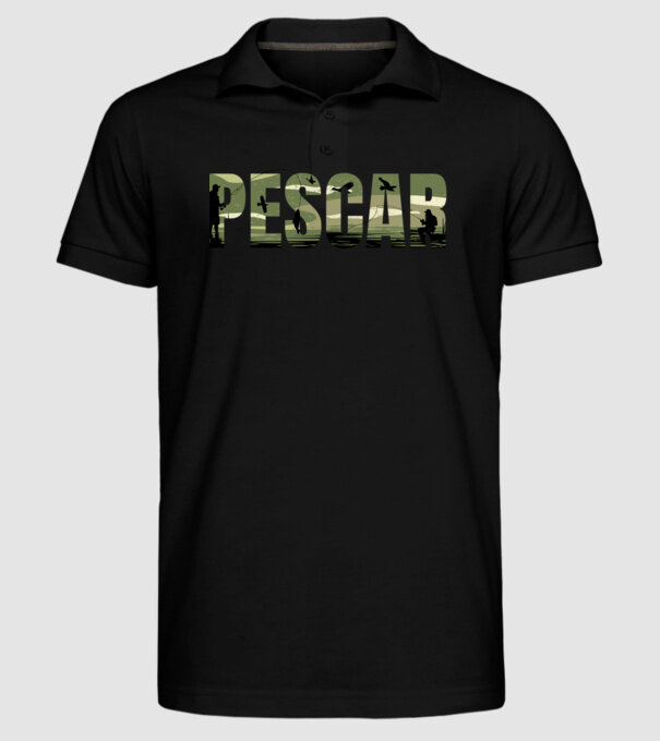 PESCAR model negru pe tricou