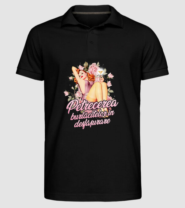 Petrecerea burlăcitelor în desfășurare model negru pe tricou