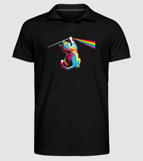 Pisica prismă model negru pe tricou