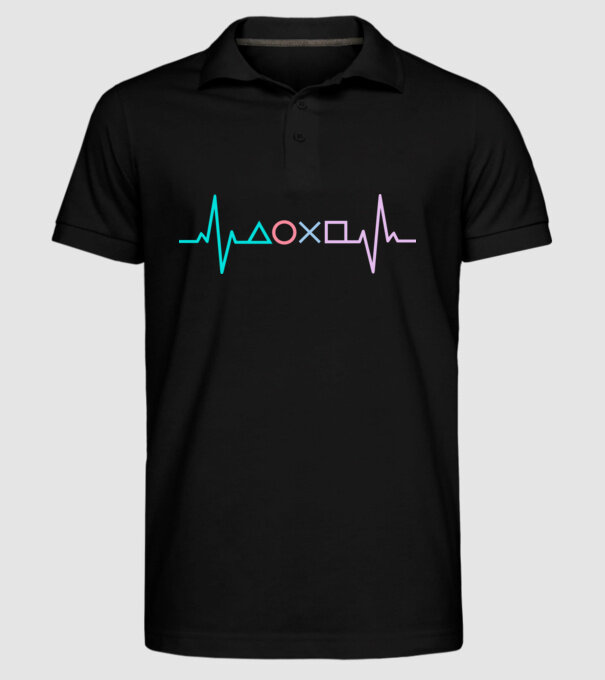 Playstation Symbols EKG model negru pe tricou