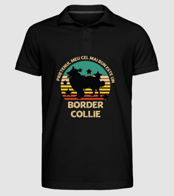 Prietenul meu cel mai bun este un border collie model negru pe tricou