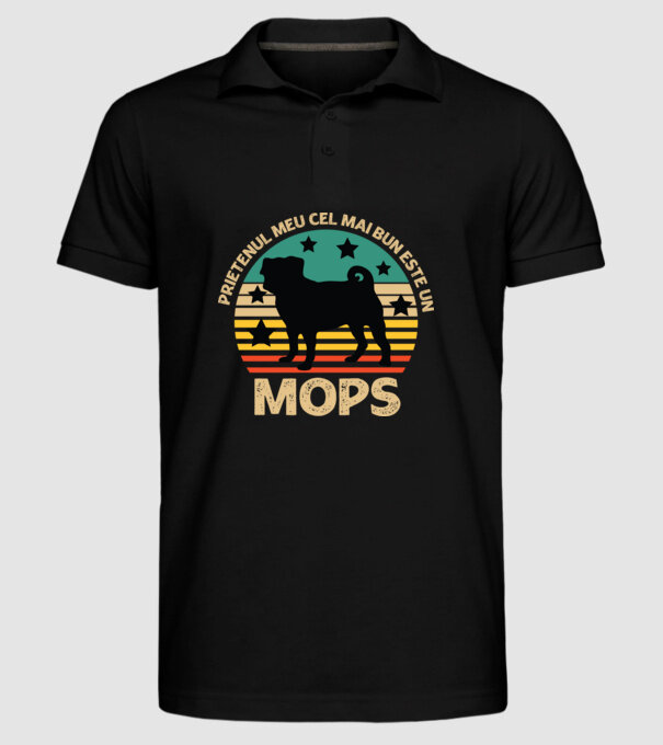Prietenul meu cel mai bun este un mops model negru pe tricou