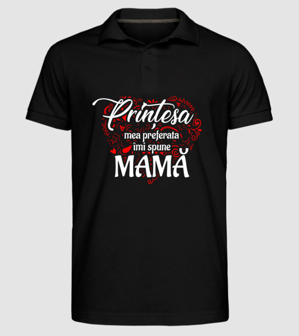 Prințesa mea de basm îmi spune mamă model negru pe tricou