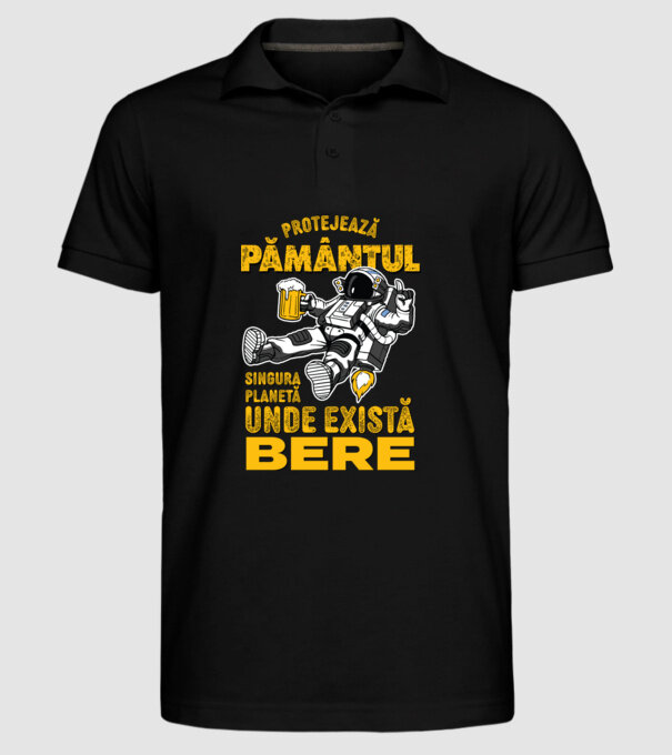 Protejează Pământul, singura planetă unde există bere model negru pe tricou