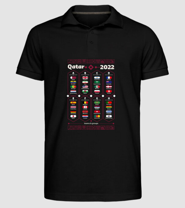 Qatar 2022 teams - groups model negru pe tricou