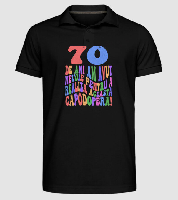 Realiza această capodoperă 70 model negru pe tricou