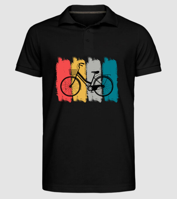 Retro city bike model negru pe tricou