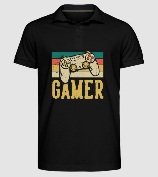 Retro gamer model negru pe tricou