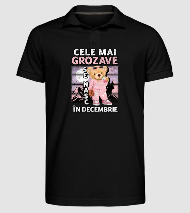 RETRO teddy fetişcană DECEMBRIE model negru pe tricou