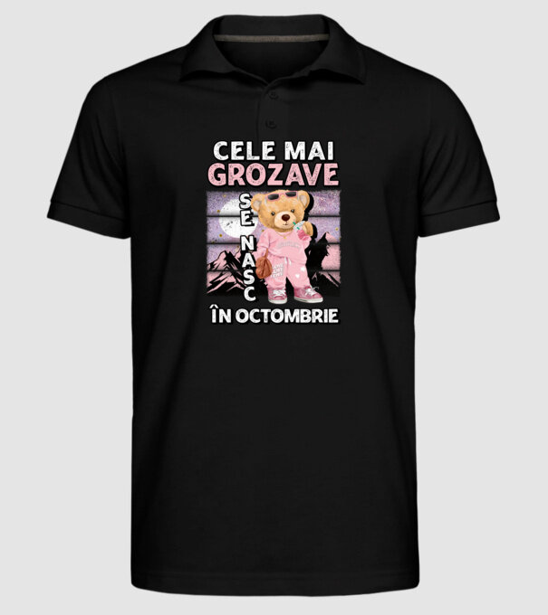 RETRO teddy fetişcană OCTOMBRIE model negru pe tricou