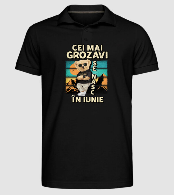 RETRO teddy IUNIE model negru pe tricou