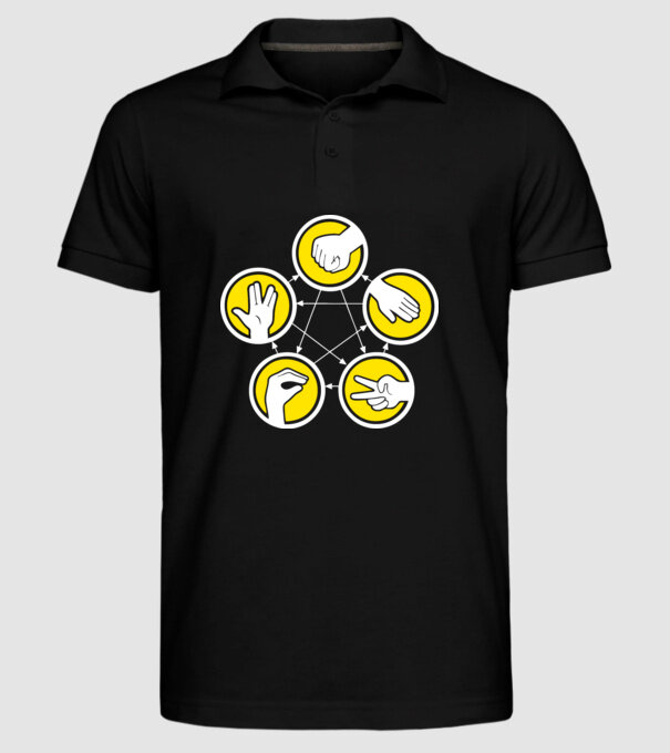 Rock Paper Scissor Lizad Spock model negru pe tricou