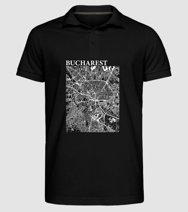 România Bucharest map model negru pe tricou