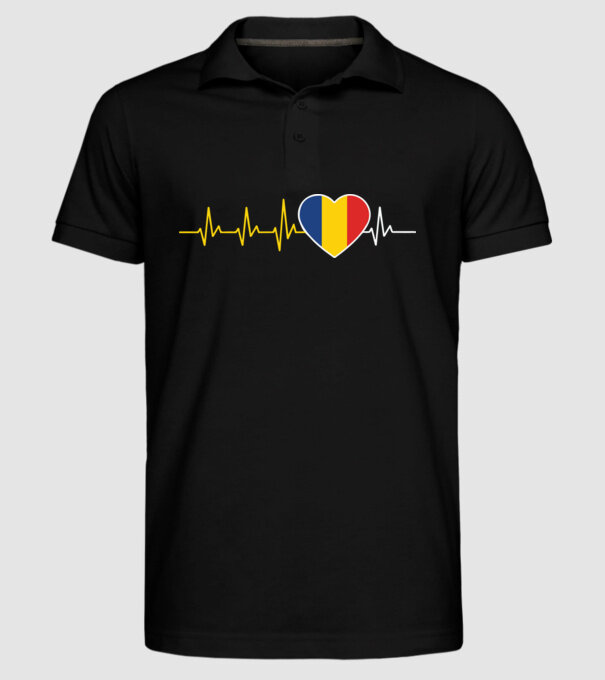 România heartbeat model negru pe tricou