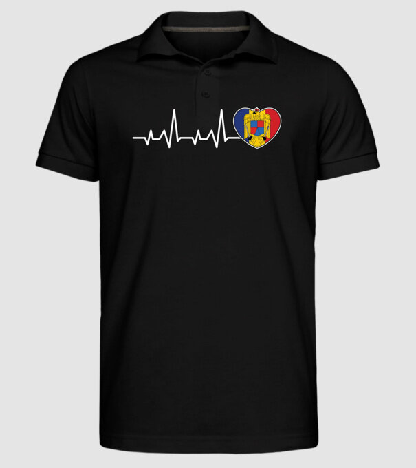 ROMANIA heartbeat model negru pe tricou