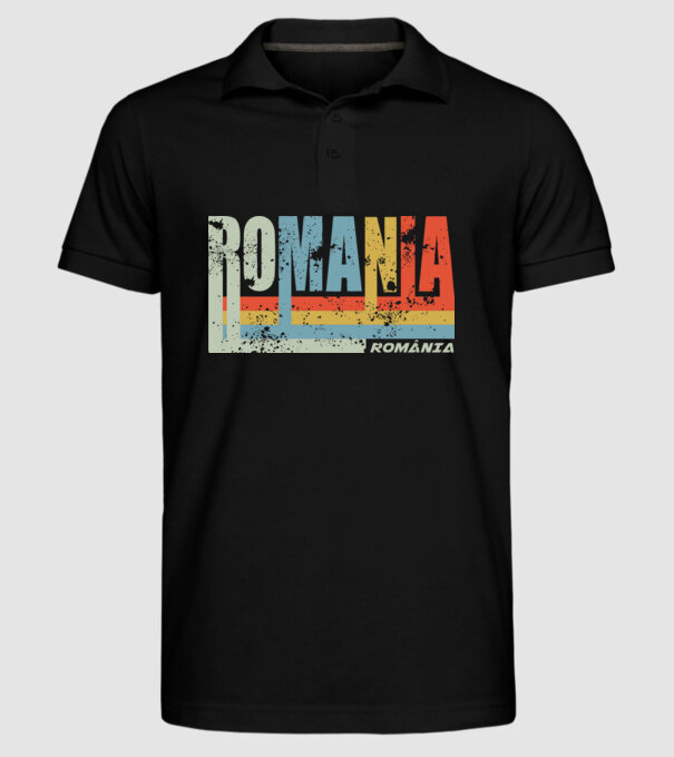 România retro model negru pe tricou