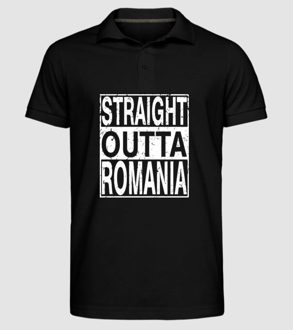România straight outta model negru pe tricou
