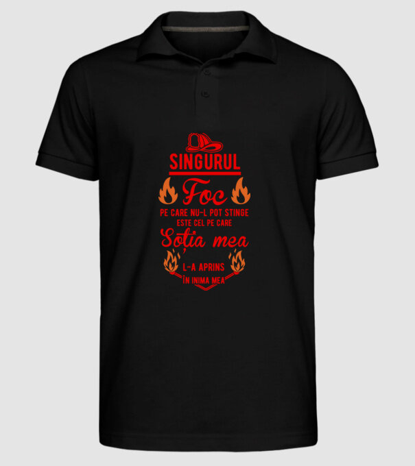 singurul foc pe care nu-l pot stinge este cel pe care soția mea l-a aprins în inima mea model negru pe tricou