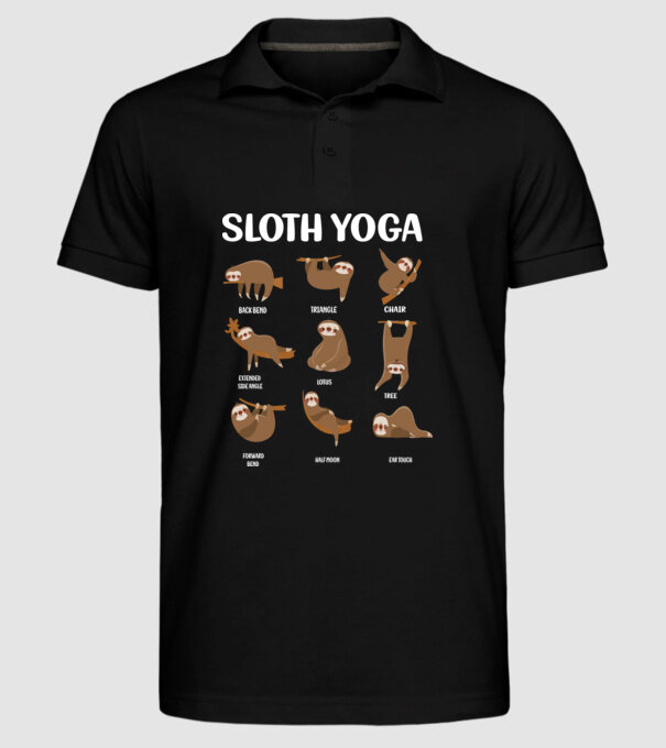 Sloth yoga model negru pe tricou