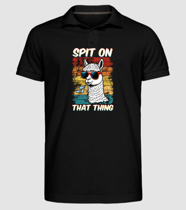 Spit on that thing llama rainbow Hawk Tuah model negru pe tricou