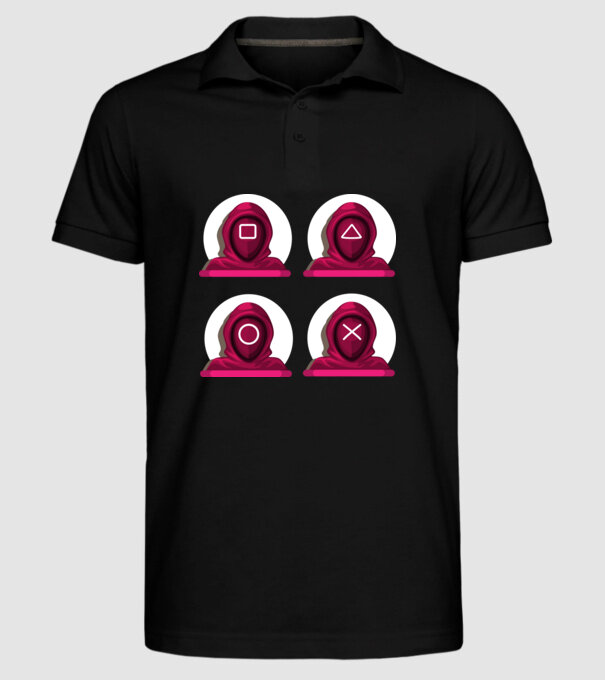 squid game characters model negru pe tricou