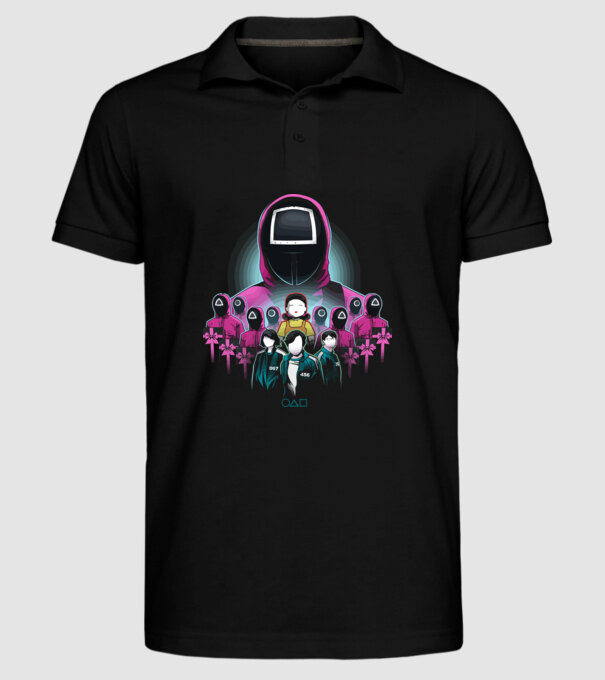 squid game crew model negru pe tricou