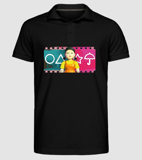 squid game drawing model negru pe tricou