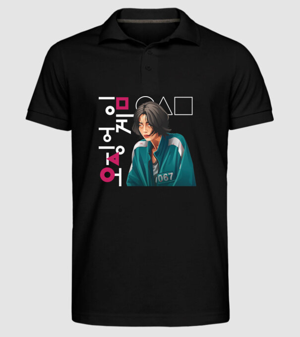squid game player 067 model negru pe tricou