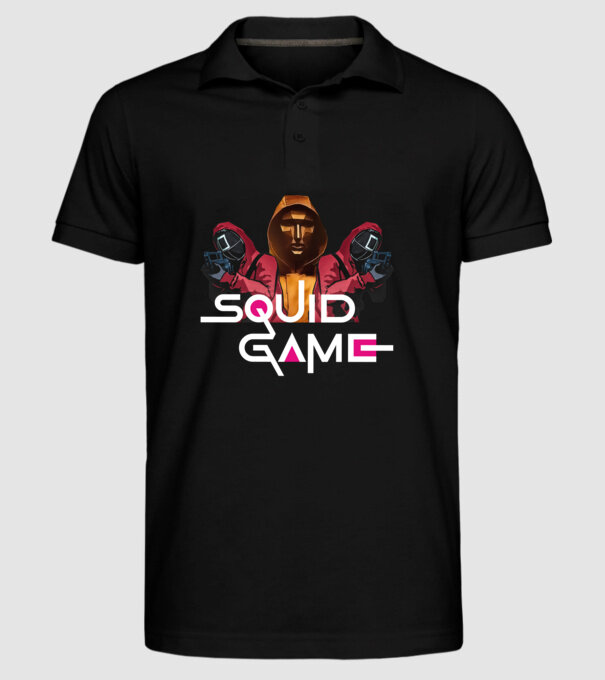 squid game poster model negru pe tricou