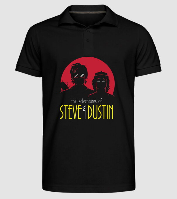 steve and dustin model negru pe tricou