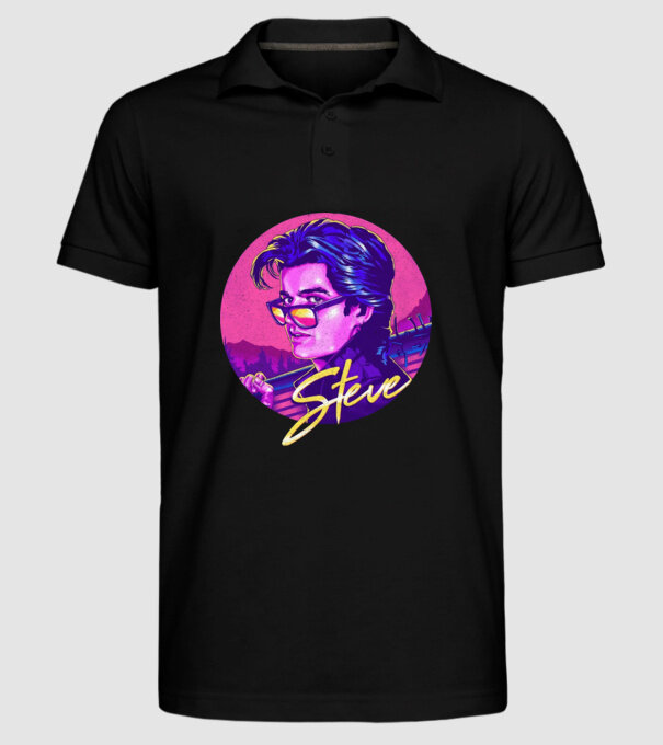 steve neon stranger things model negru pe tricou