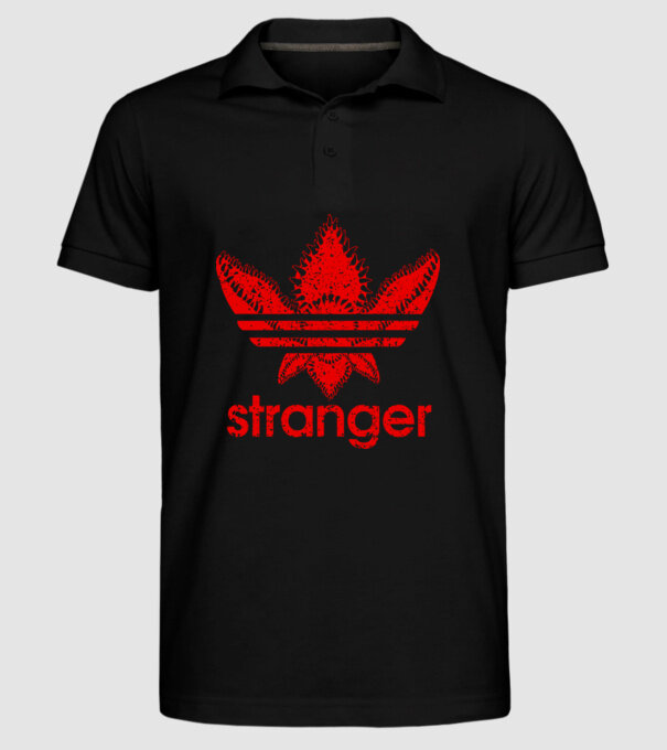 stranger logo red model negru pe tricou