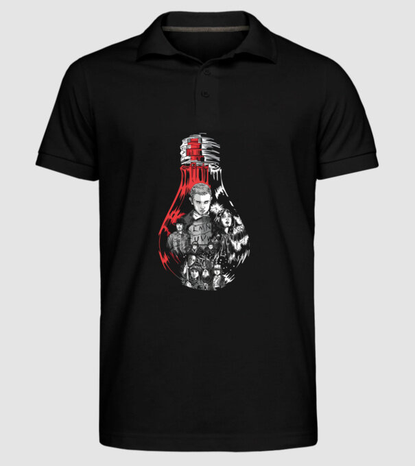 stranger things bulb model negru pe tricou
