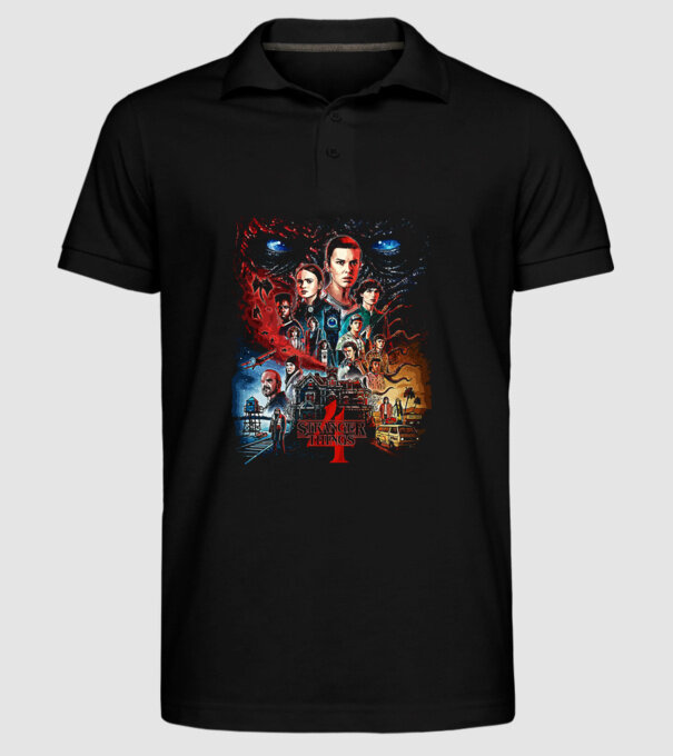 stranger things poster model negru pe tricou